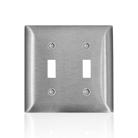 Leviton Leviton C-Series Satin Silver 2 gang Stainless Steel Toggle Wall Plate 1 pk 00SL2-000